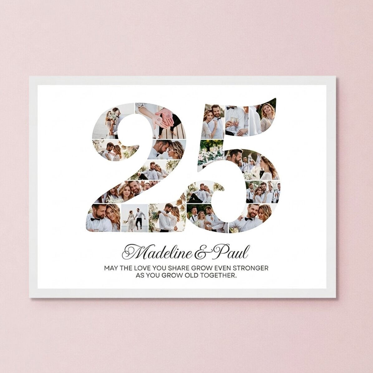 Quadro personalizzato con il numero 25, foto e messaggio - Anniversario di coppia