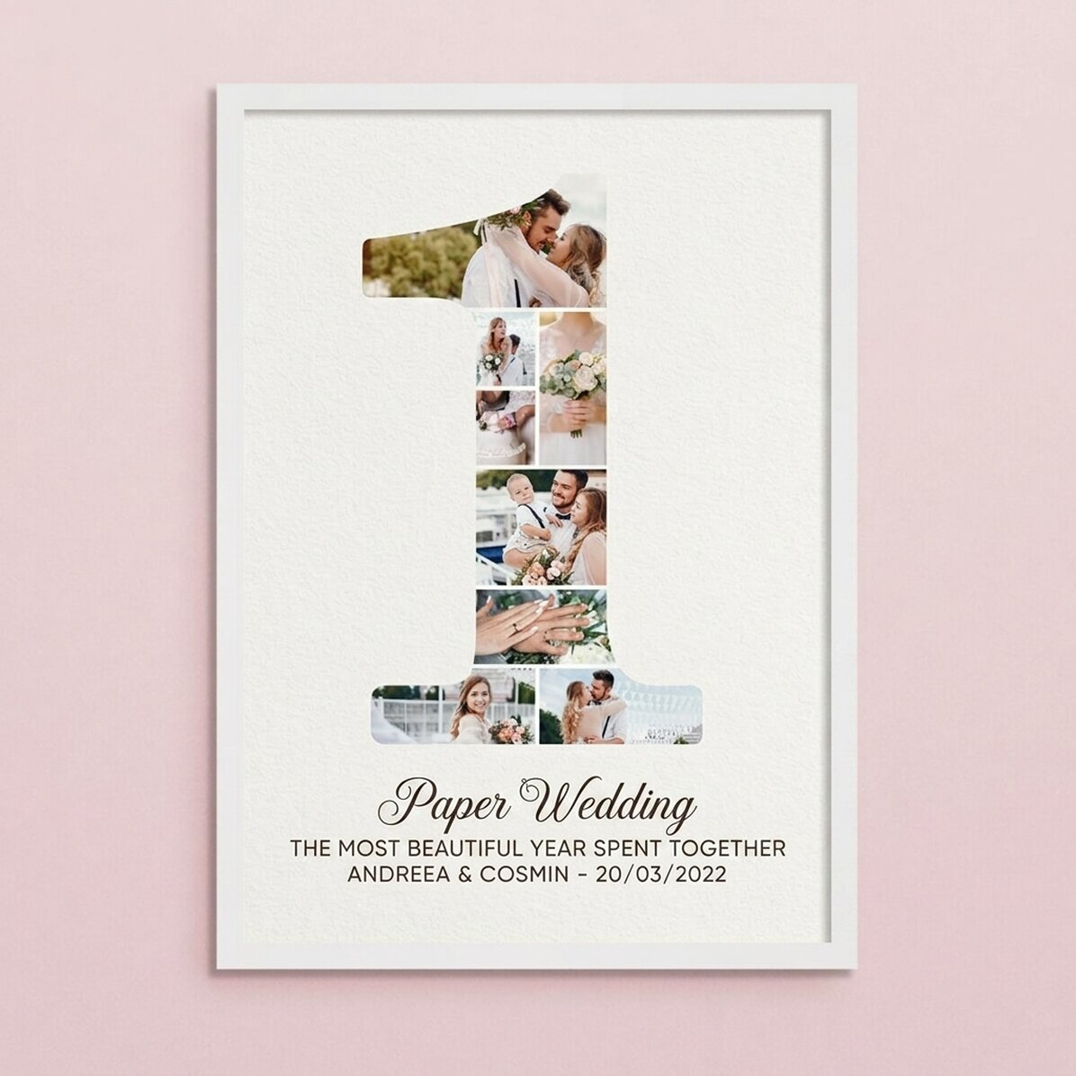 Quadro personalizzato con il numero 1, foto e messaggio - Compleanno