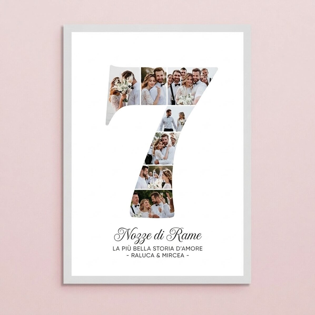 Quadro personalizzato con il numero 7, foto e messaggio - Anniversario di coppia