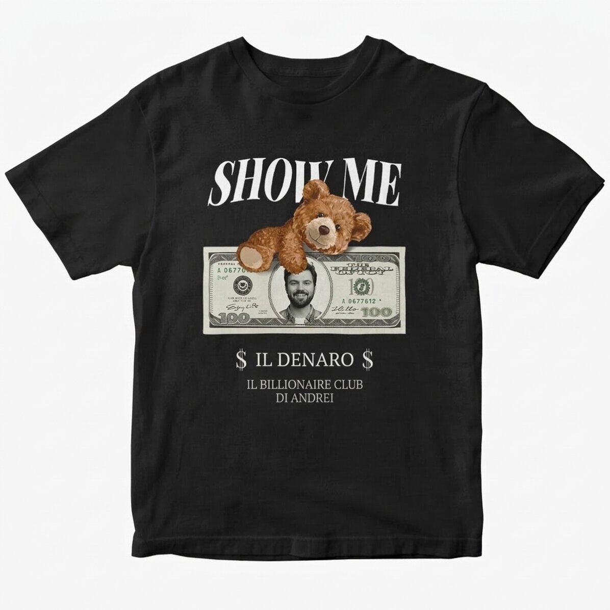 Maglietta in cotone personalizzata con foto e testo - Show me the money