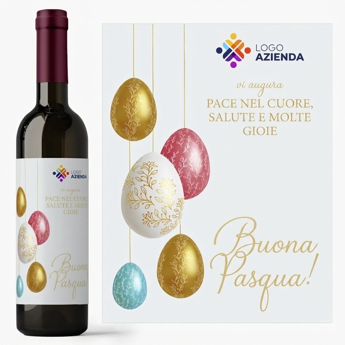 Vino personalizzato con logo e messaggio - Buona Pasqua