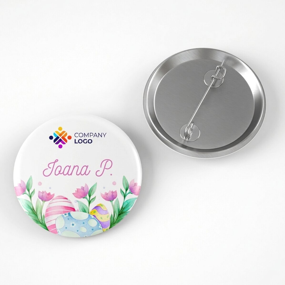 Distintivo personalizzato con logo e nome - Buona Pasqua!