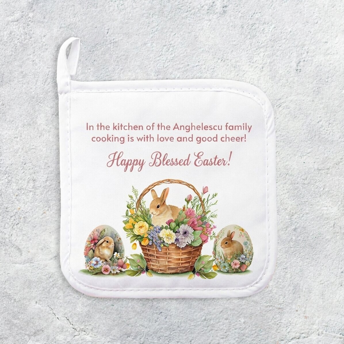 Sottopentola personalizzato con scritta - Coniglietti di Pasqua