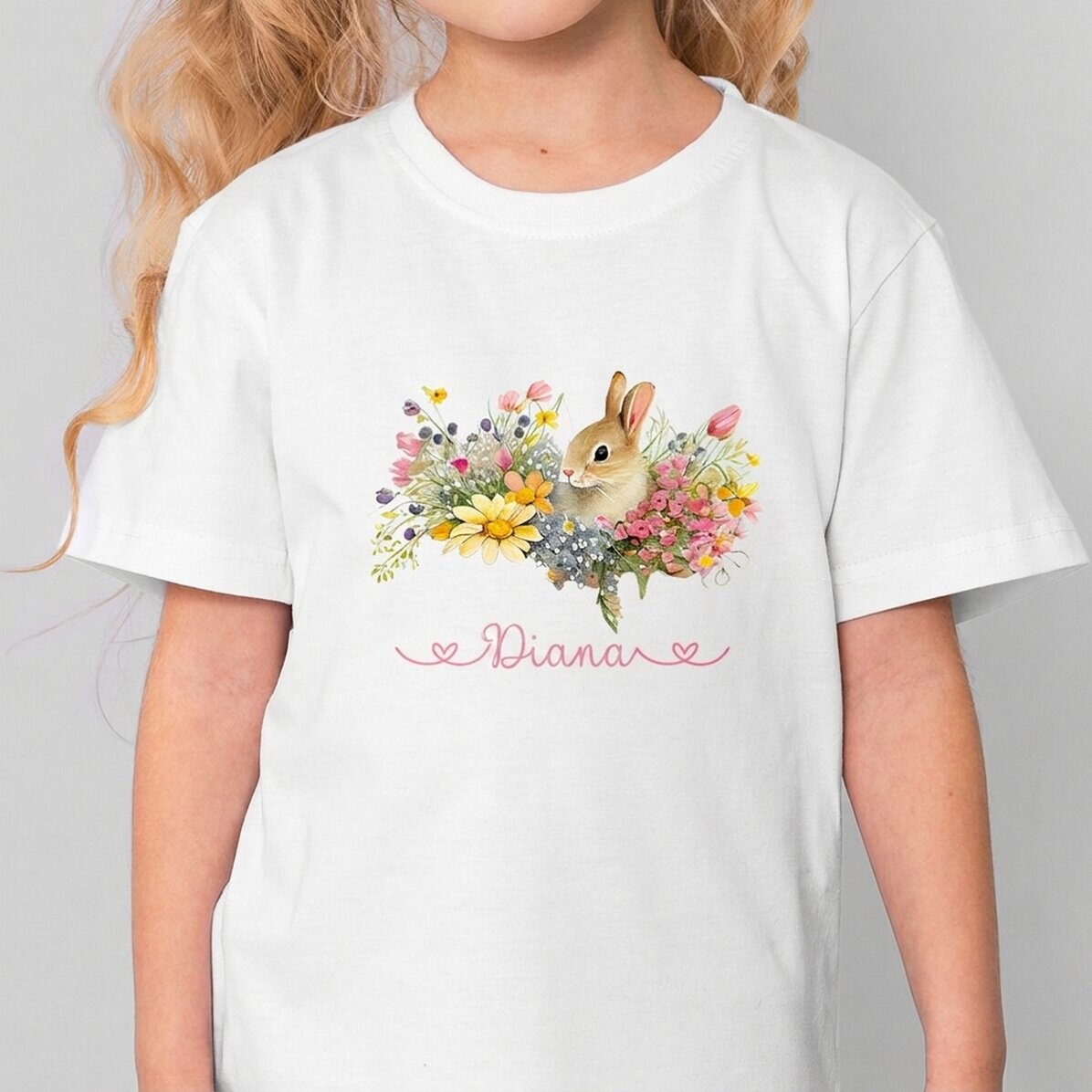 Maglietta in cotone per bambini personalizzata con nome - Coniglietto
