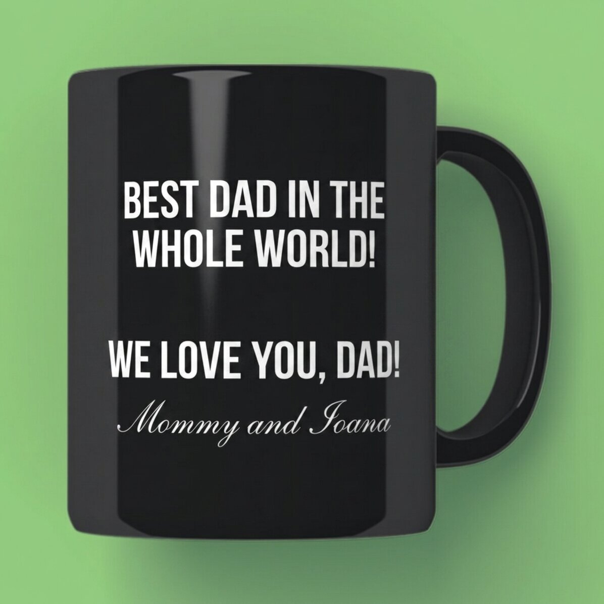 Tazza nera personalizzata con scritta