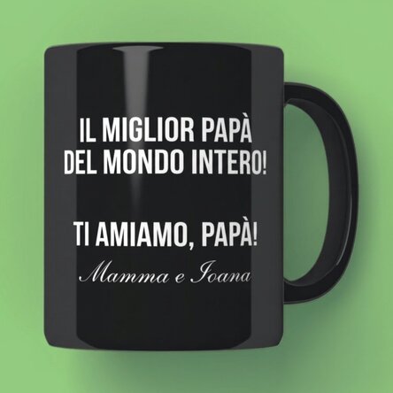 Tazza nera personalizzata con scritta