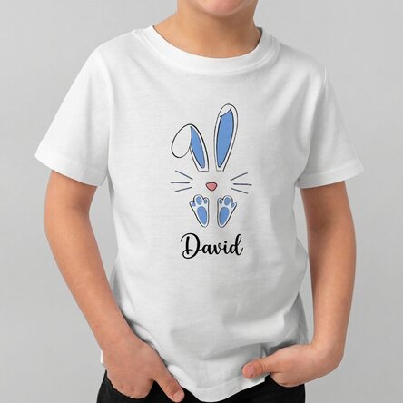 Maglietta in cotone per bambini personalizzata con il nome - Coniglietto di Pasqua