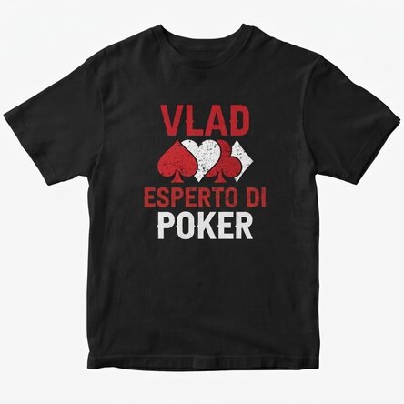 Maglietta in cotone personalizzata con scritta - Esperto di poker