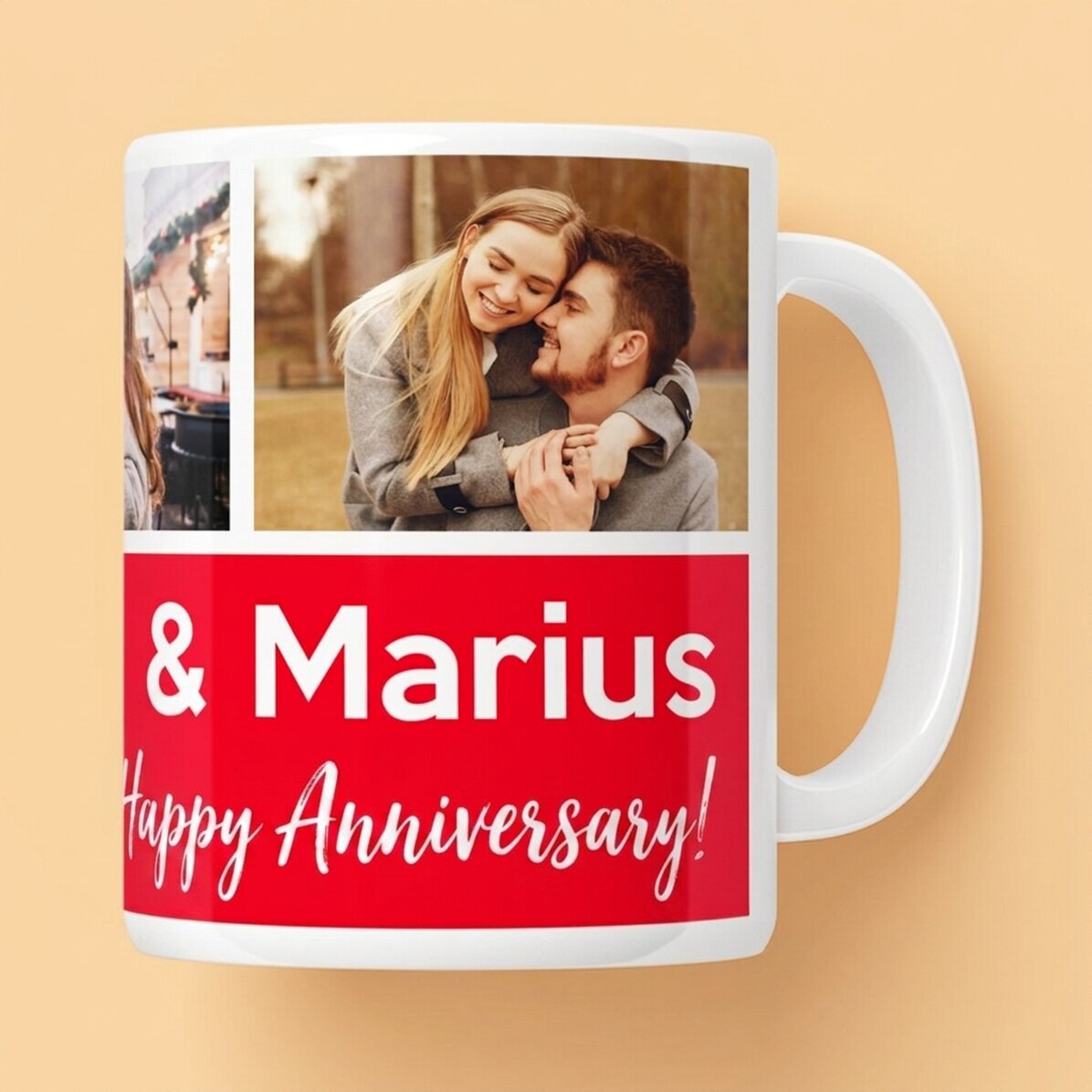 Tazza personalizzata con 3 foto e testo