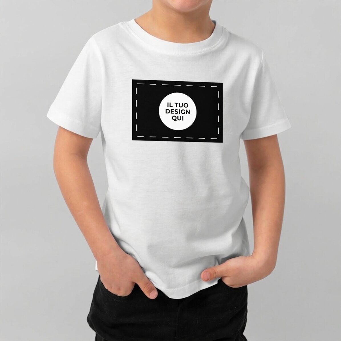 Maglietta in cotone per bambini personalizzata con la tua grafica in formato orizzontale
