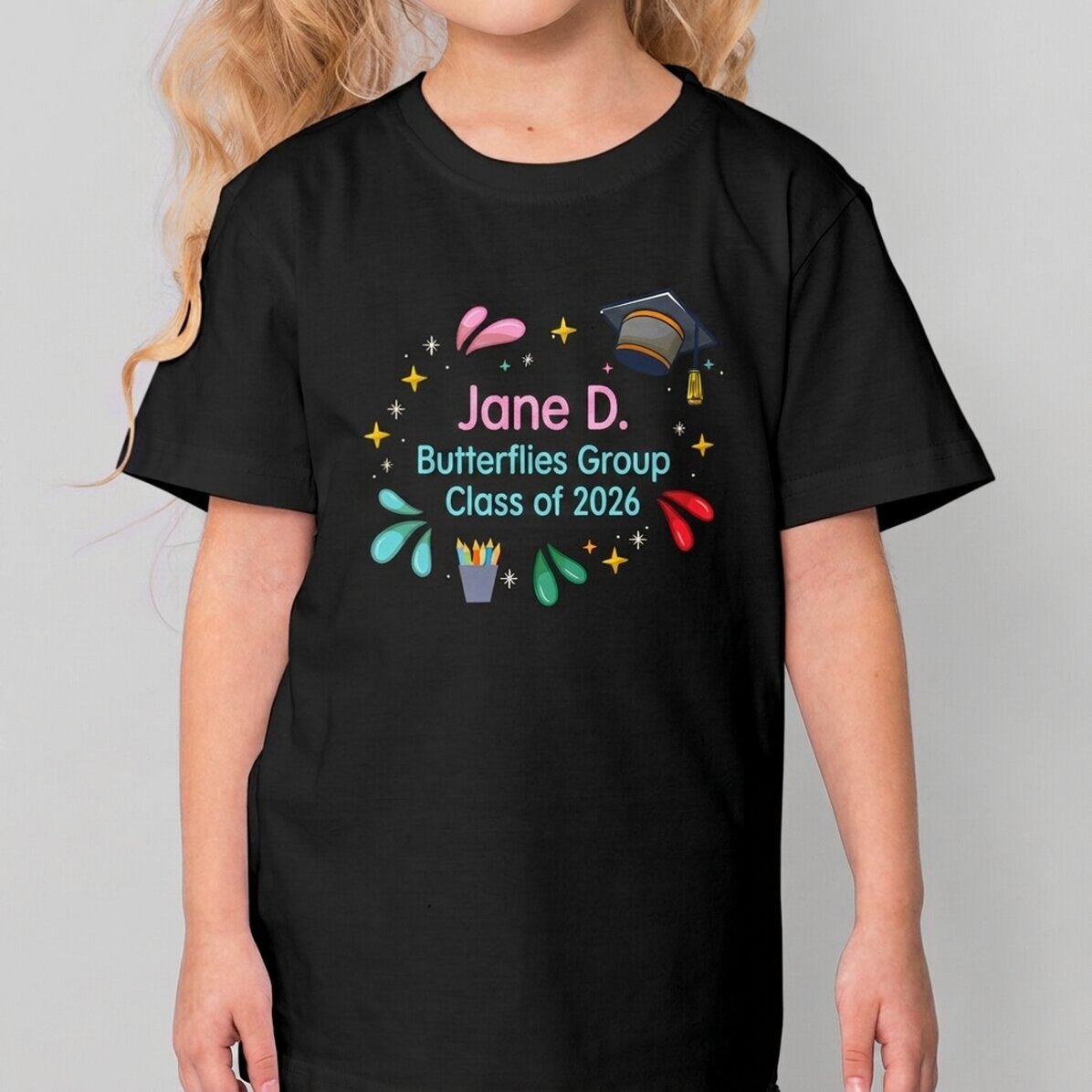 Maglietta in cotone per bambini personalizzata con scritta - Colori