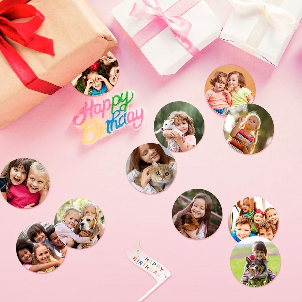 Set di 12 adesivi rotondi personalizzati con foto