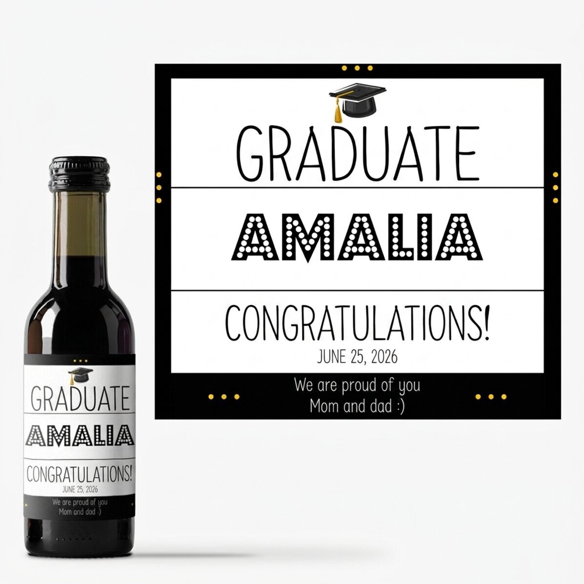 Mini bottiglia di vino per la laurea personalizzata con dedica - Il piacere della laurea
