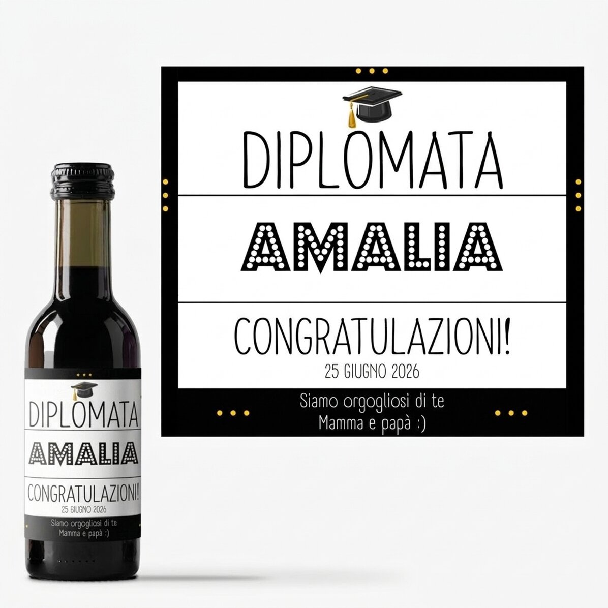 Mini bottiglia di vino per la laurea personalizzata con dedica - Il piacere della laurea