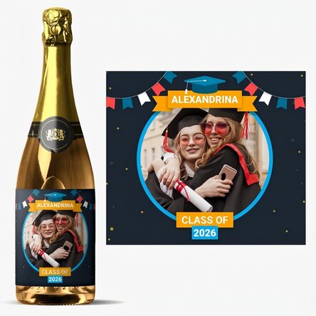 Spumante personalizzato con testo e foto per la laurea