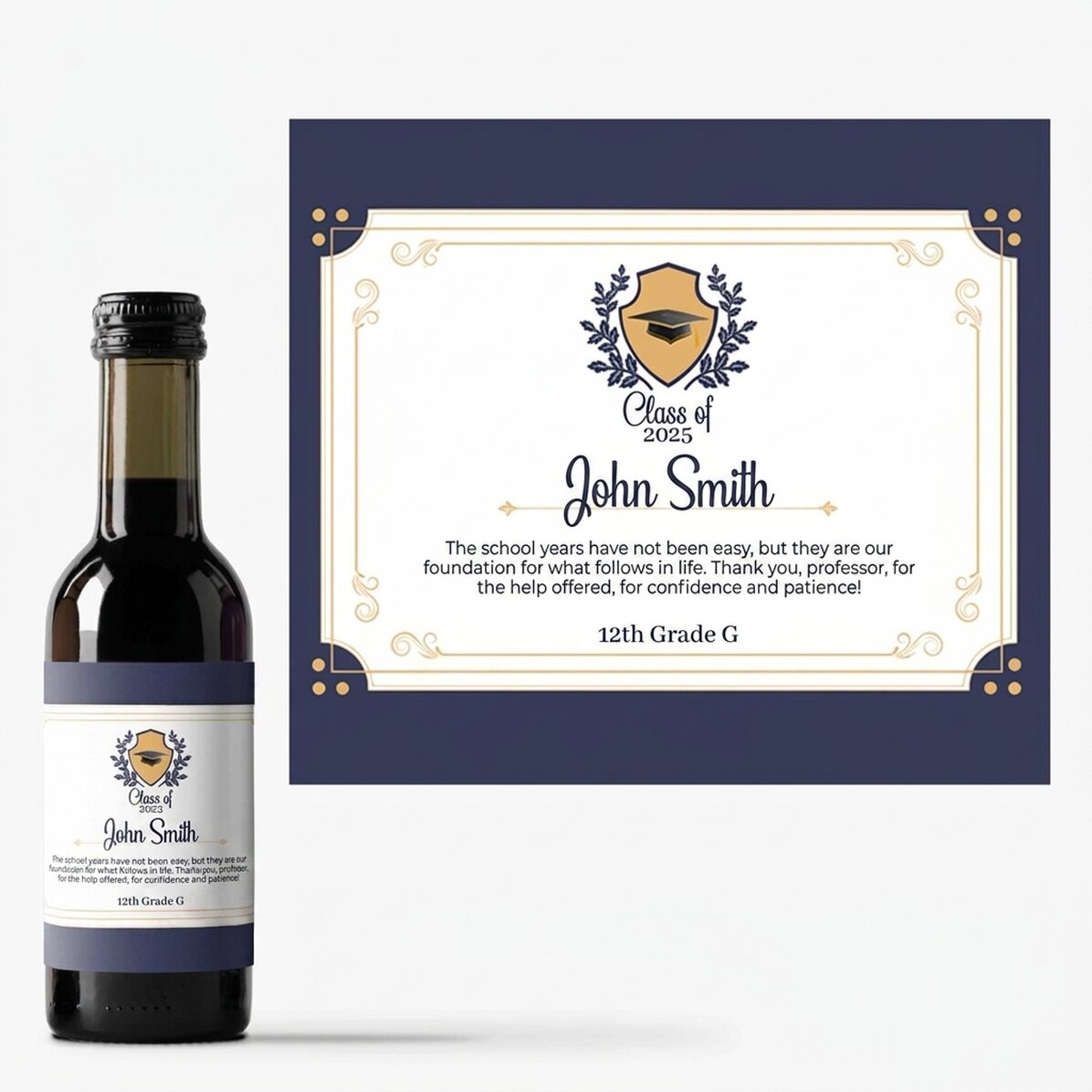 Mini bottiglia di vino personalizzata con dedica - Un pensiero per gli insegnanti