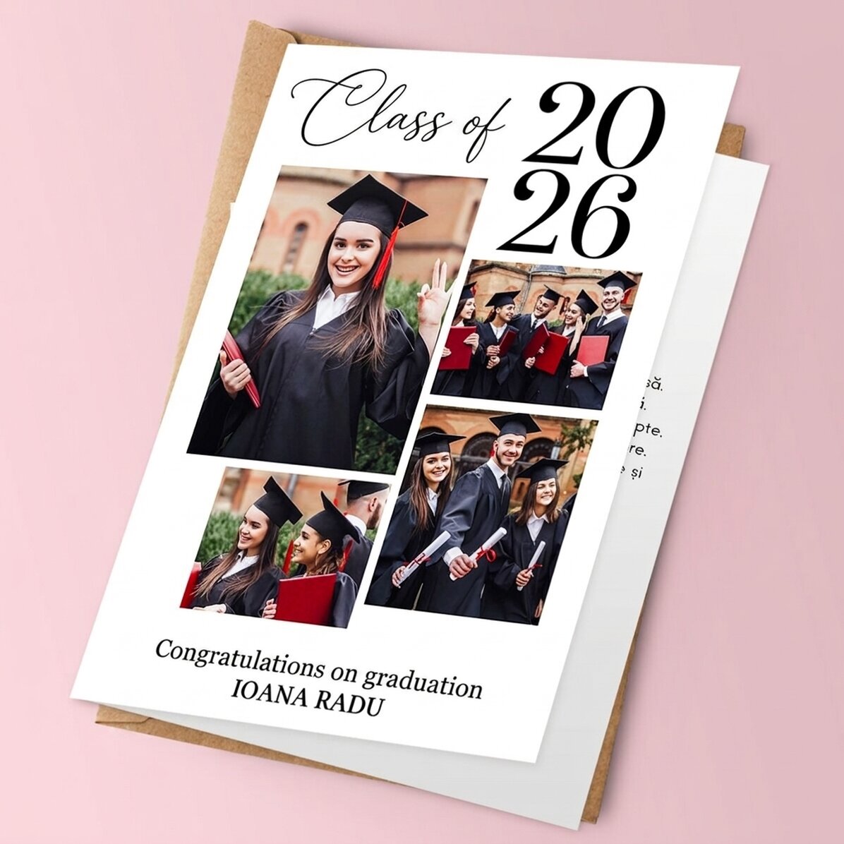 Biglietto di auguri personalizzato con 4 foto e messaggio - Laurea