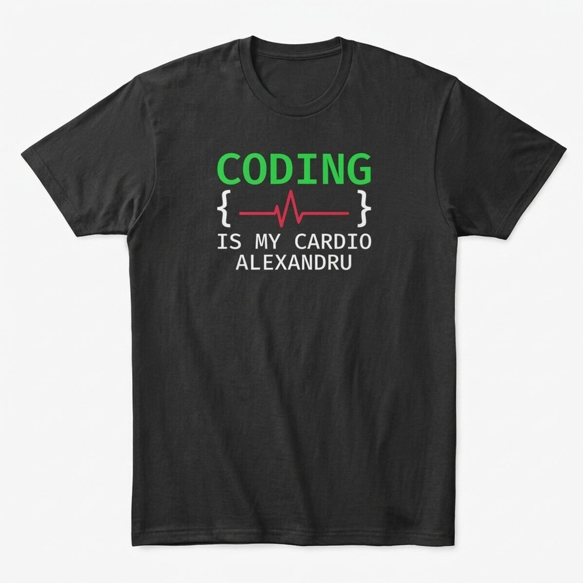 Maglietta in cotone personalizzata con scritta - Coding is my cardio
