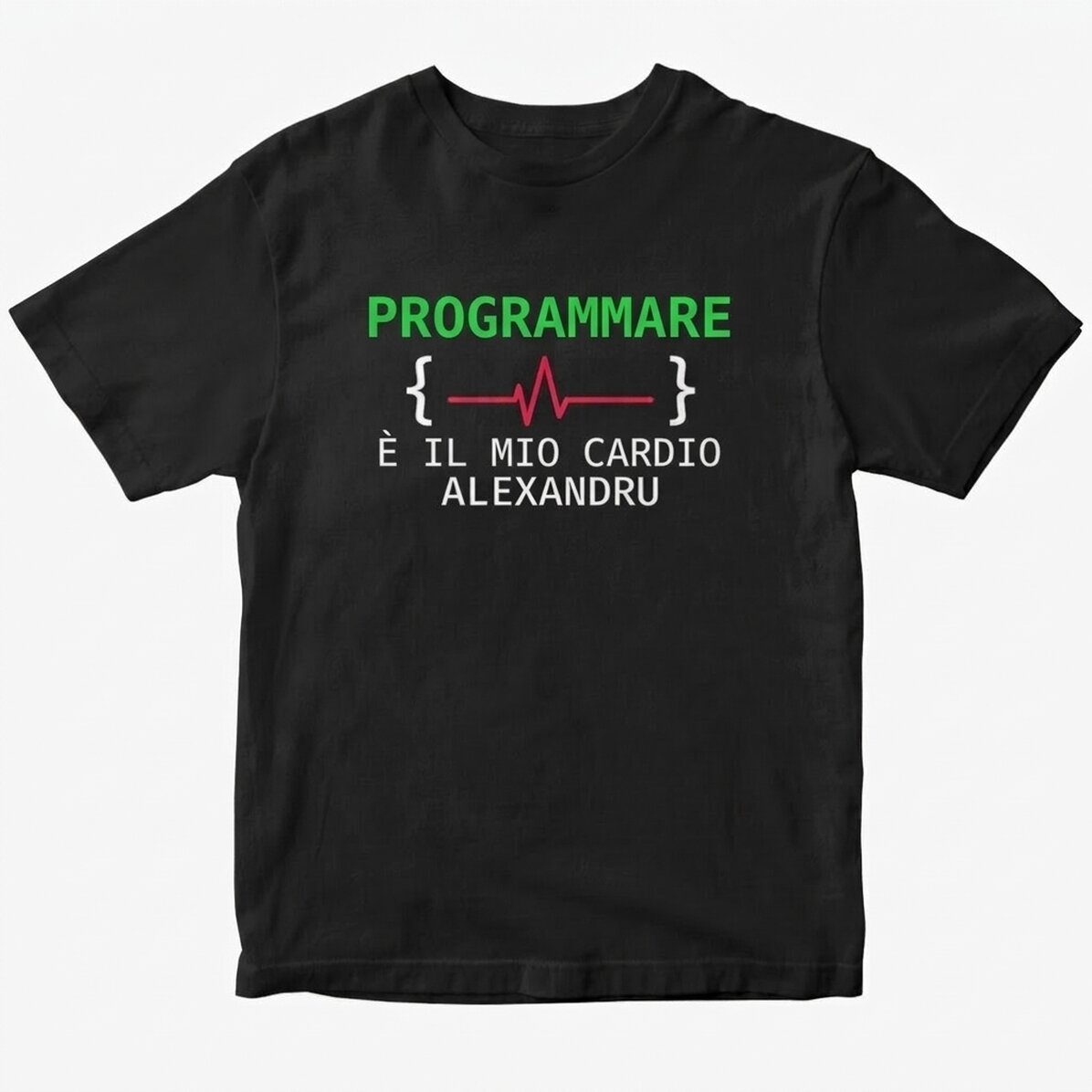 Maglietta in cotone personalizzata con scritta - Coding is my cardio