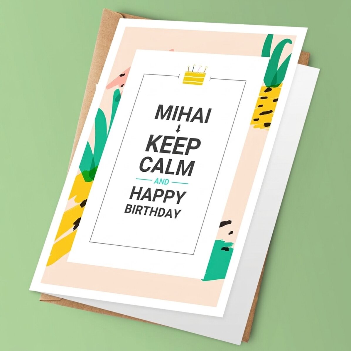 Biglietto di auguri personalizzato con testo - KEEP CALM and happy birthday