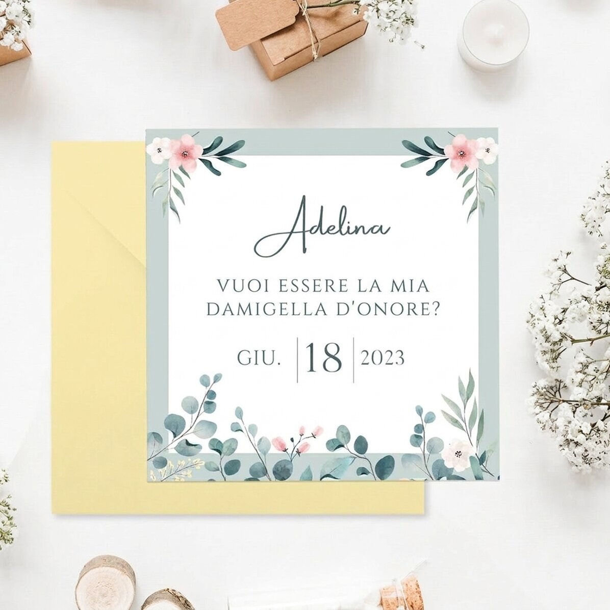 Biglietto quadrato personalizzato con testo - Invito