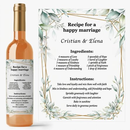 Vino personalizzato con messaggio - La ricetta per un matrimonio felice