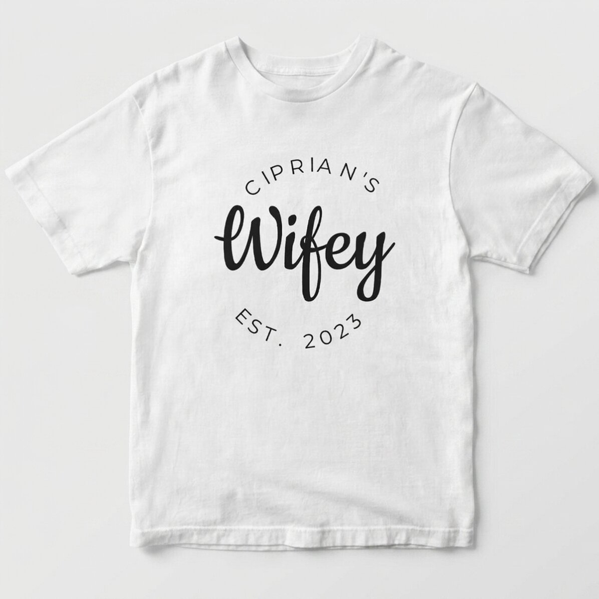 Maglietta in cotone personalizzata con scritta - Hubby & Wifey