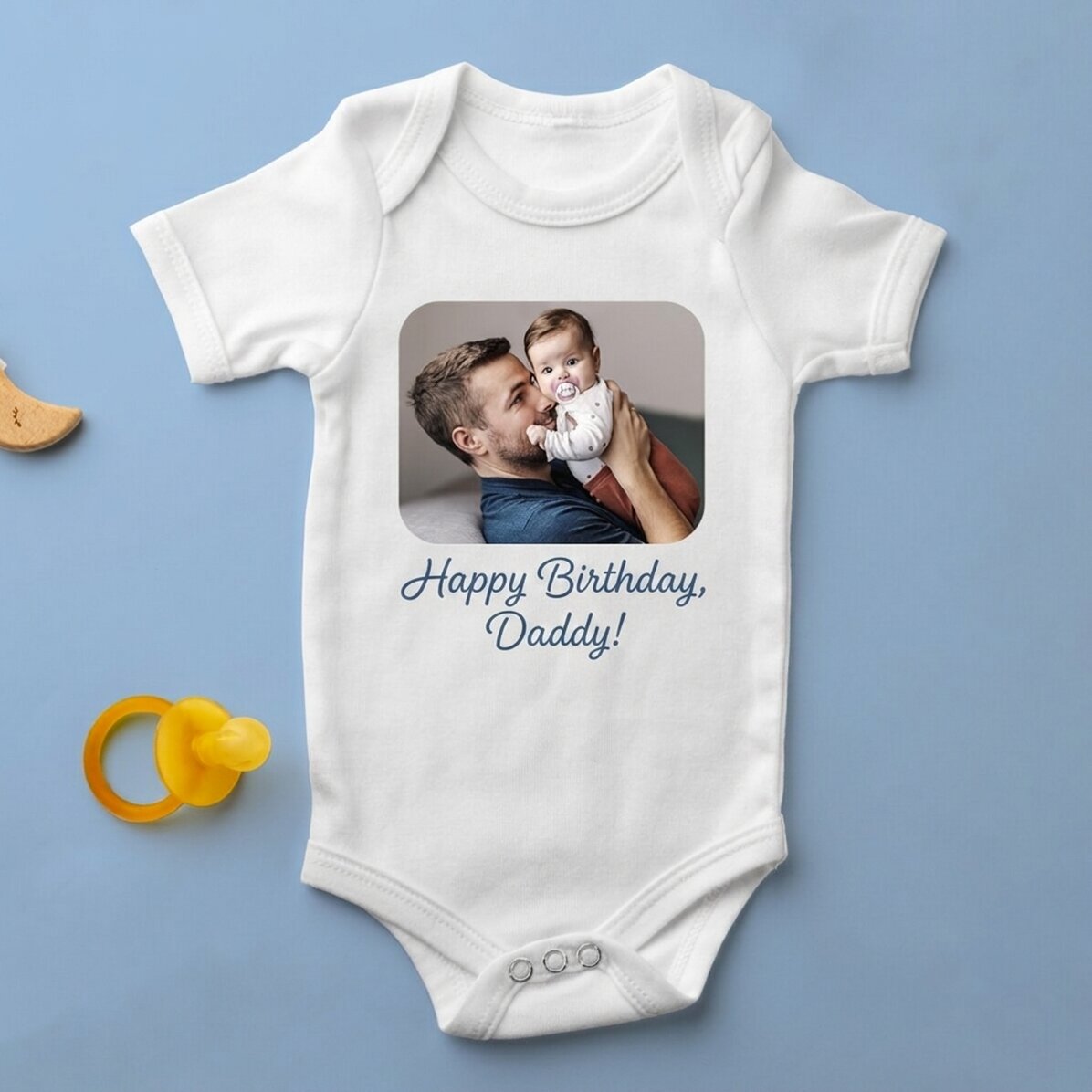 Body per bambini personalizzato con una foto e una scritta