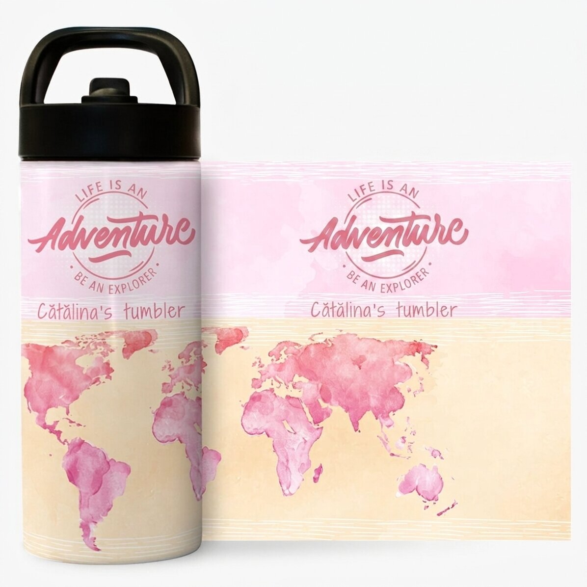 Thermos con manico e cannuccia personalizzato con nome - Be an explorer