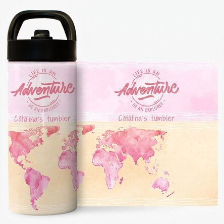 Thermos con manico e cannuccia personalizzato con nome - Be an explorer