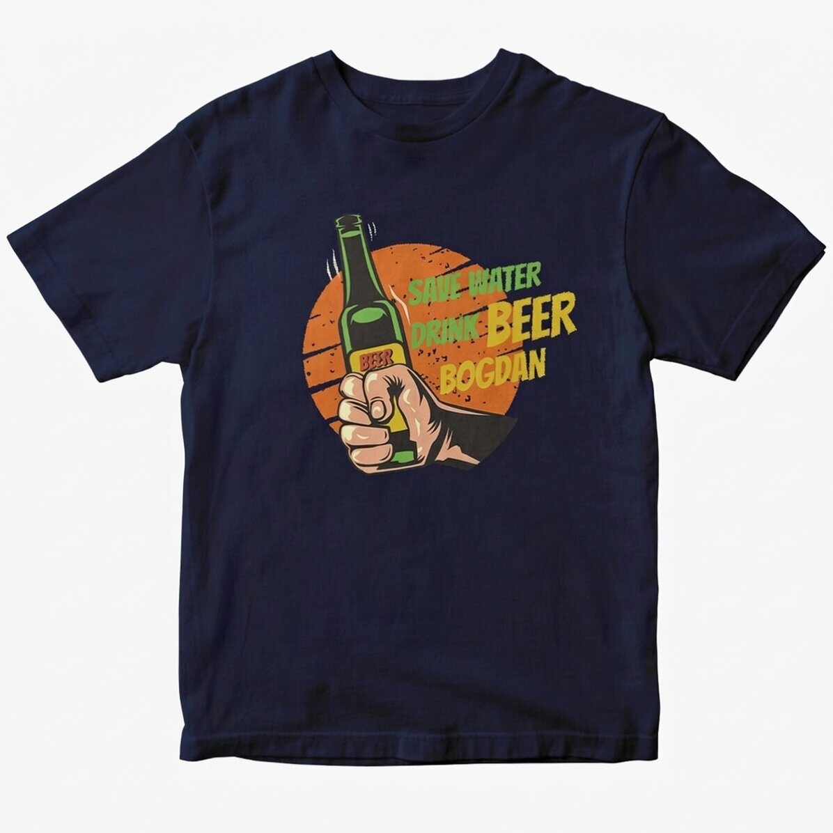 Maglietta in cotone personalizzata con la scritta "Save water, drink beer"