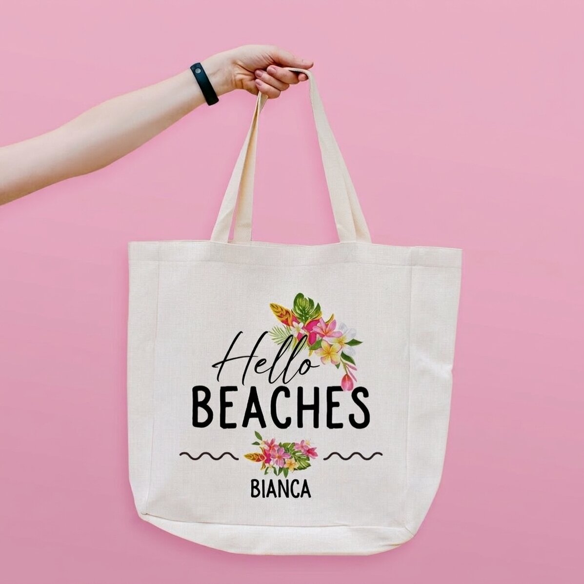 Borsa da spiaggia personalizzata con scritta - Hola Beaches