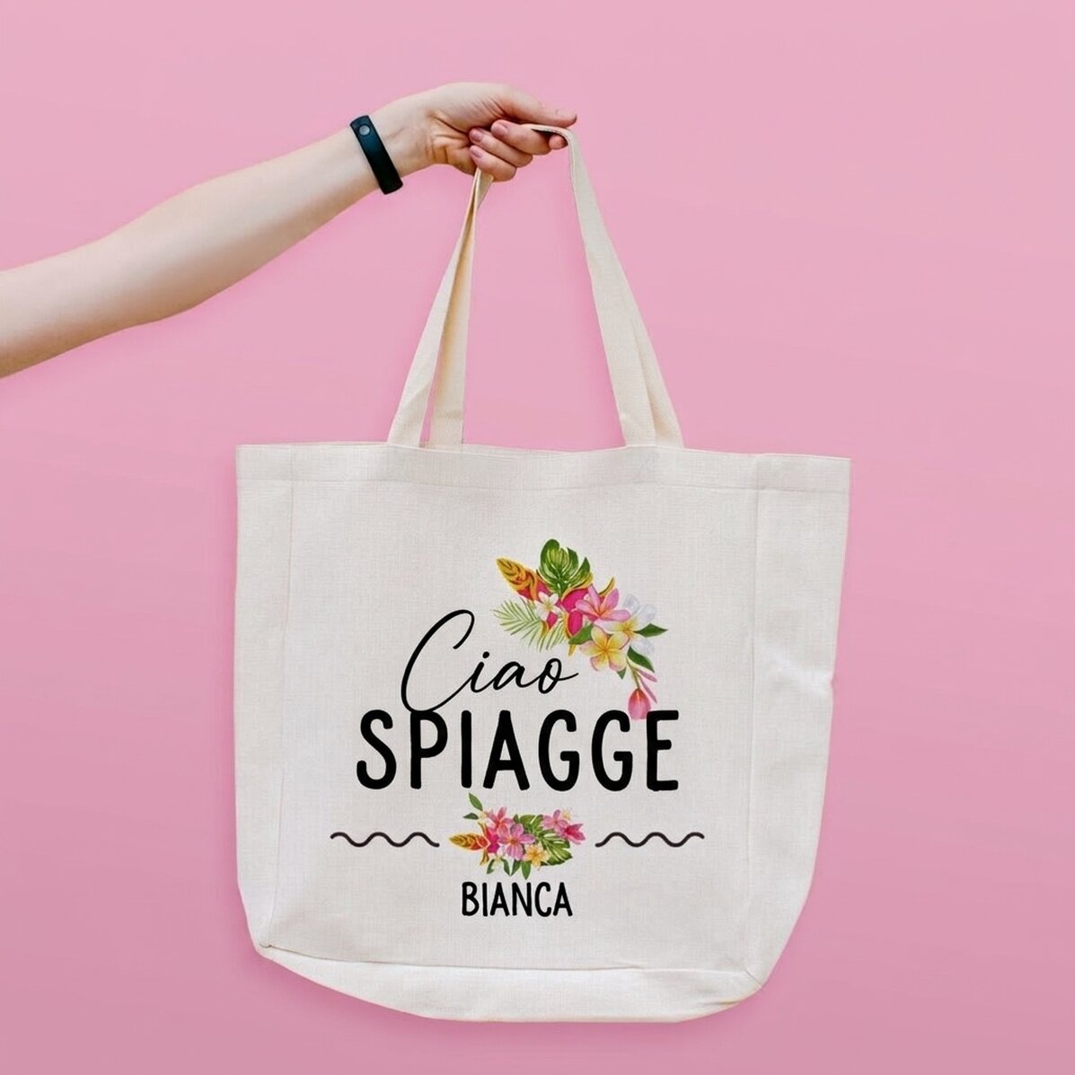 Borsa da spiaggia personalizzata con scritta - Hola Beaches