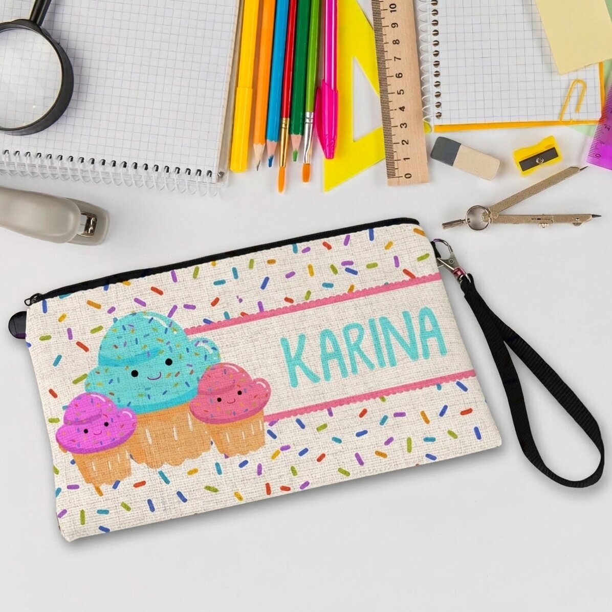 Borsetta per accessori personalizzata con nome - Cupcakes