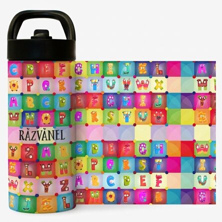 Thermos con manico e cannuccia personalizzato con nome - Alfabeto