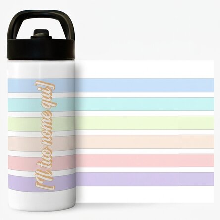 Tazza termica con manico e cannuccia personalizzata con nome - Strisce colorate