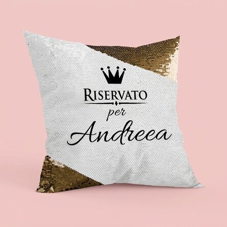 Cuscino personalizzato - riservato a... - Paillettes dorate