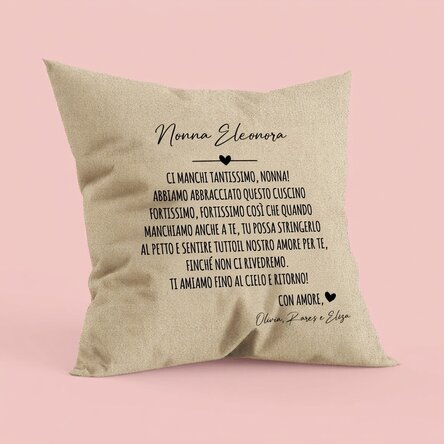 Cuscino personalizzato con messaggio per i propri cari - In