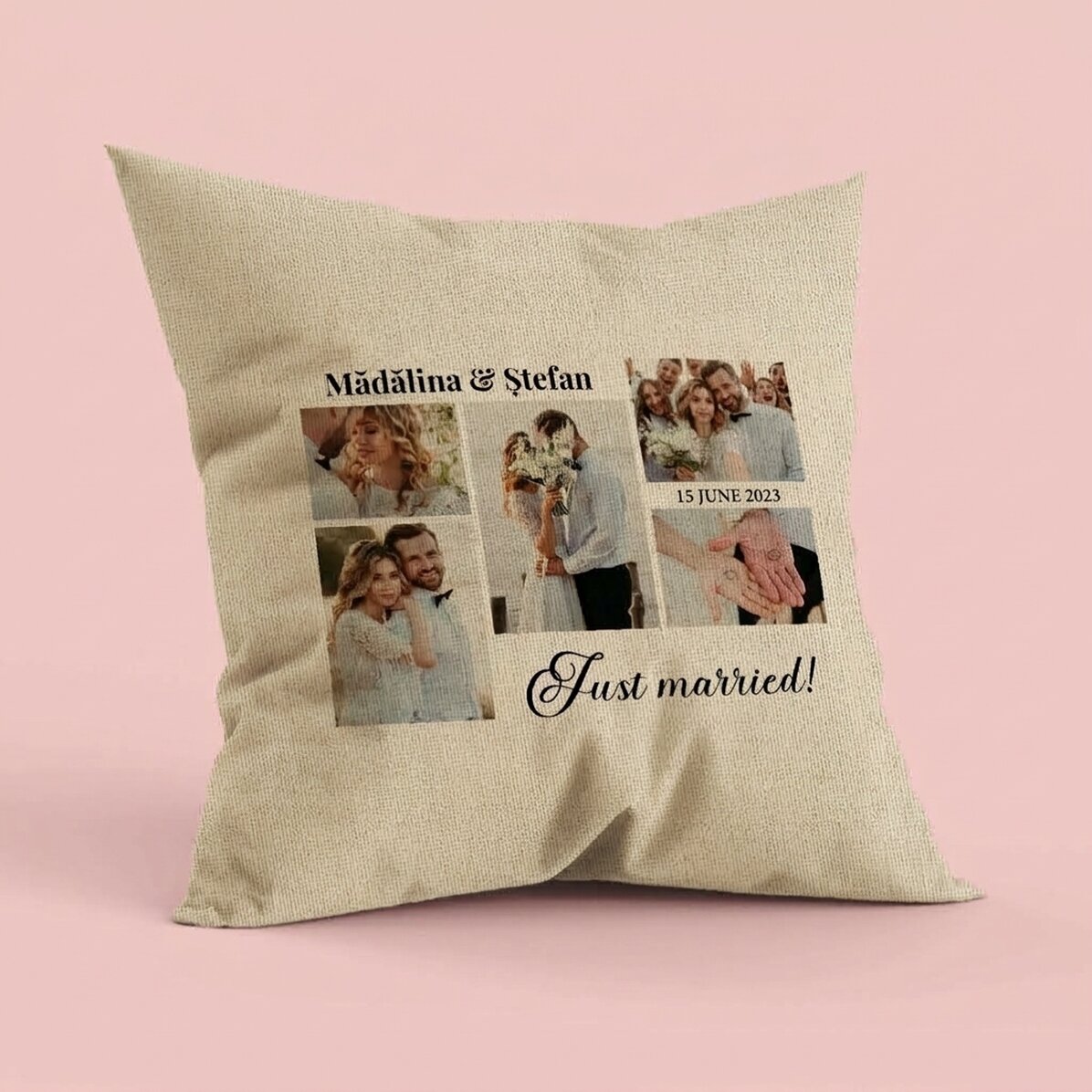 Cuscino personalizzato con 5 foto e testo - Memories - In