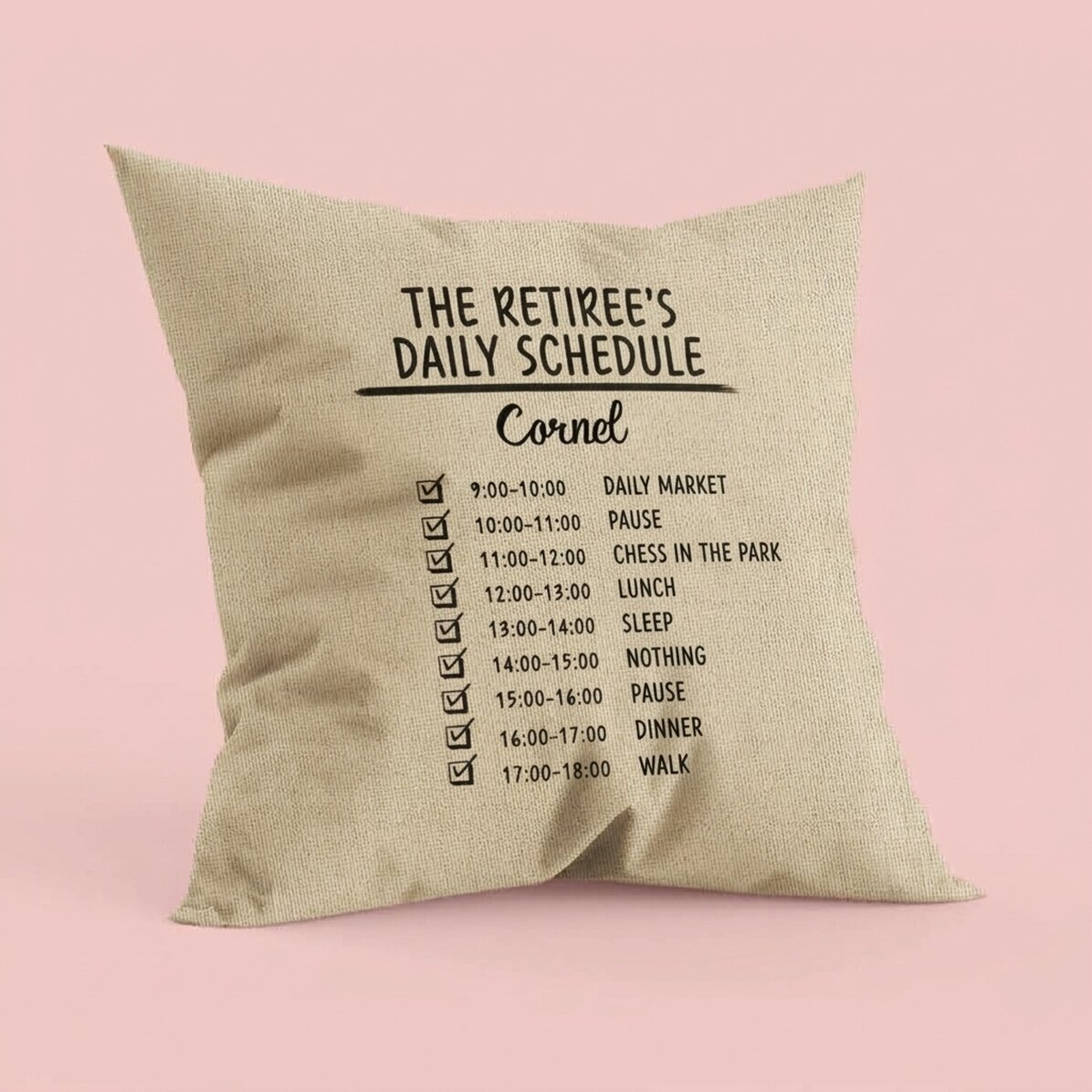Cuscino personalizzato con scritta - Programma giornaliero - In
