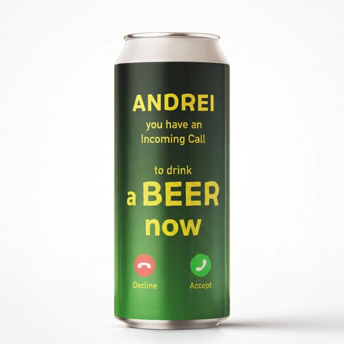 Birra in lattina personalizzata con testo - Chiamata in arrivo