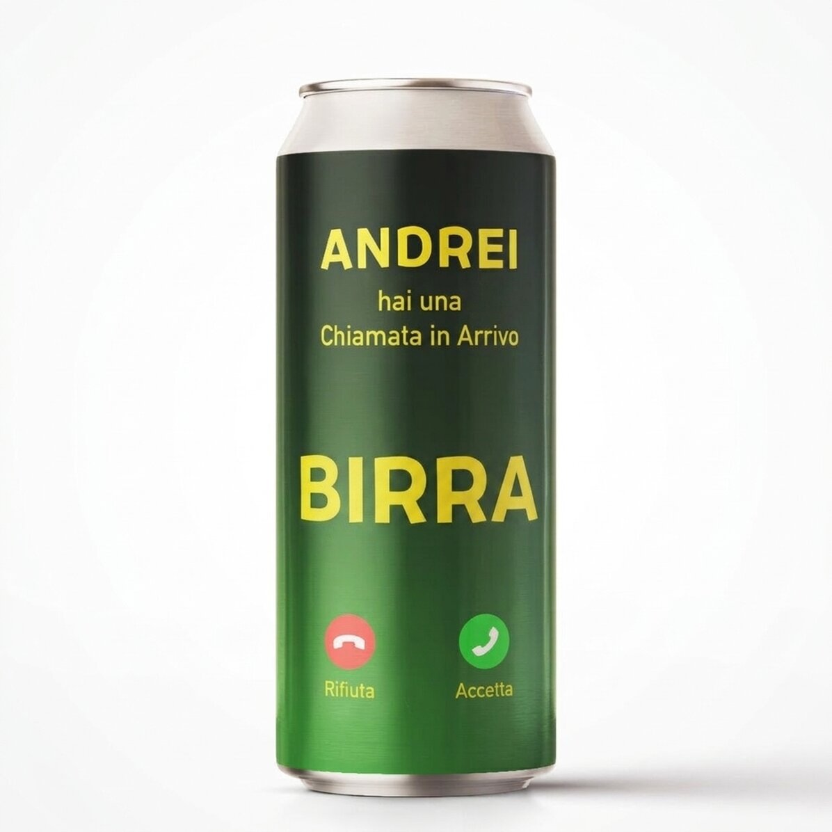 Birra in lattina personalizzata con testo - Chiamata in arrivo