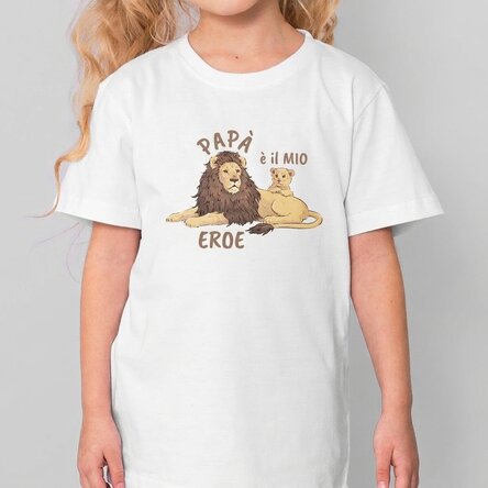 Maglietta in cotone per bambini personalizzata con la scritta "Daddy is my hero"