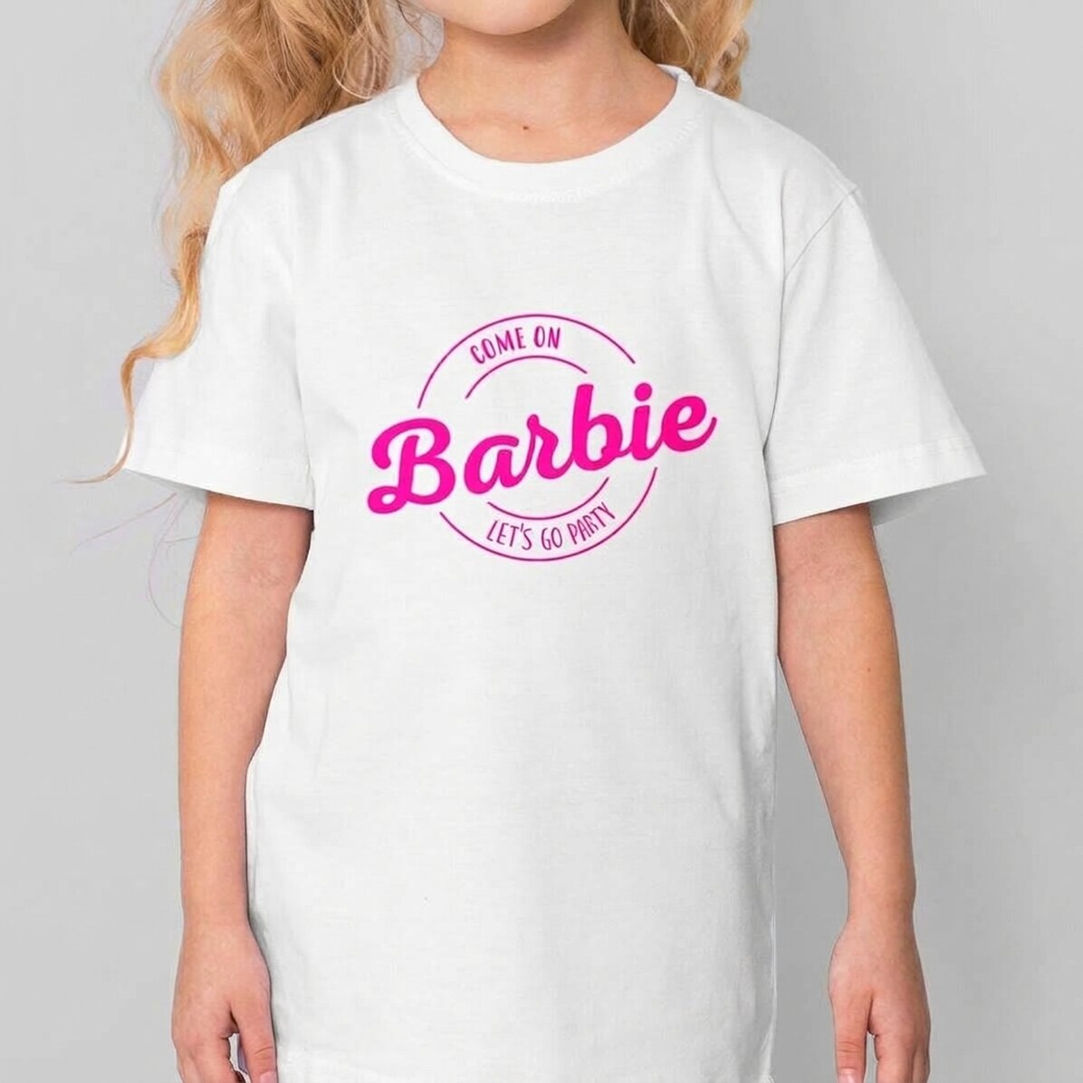 Maglietta in cotone per bambini personalizzata con scritta - Barbie