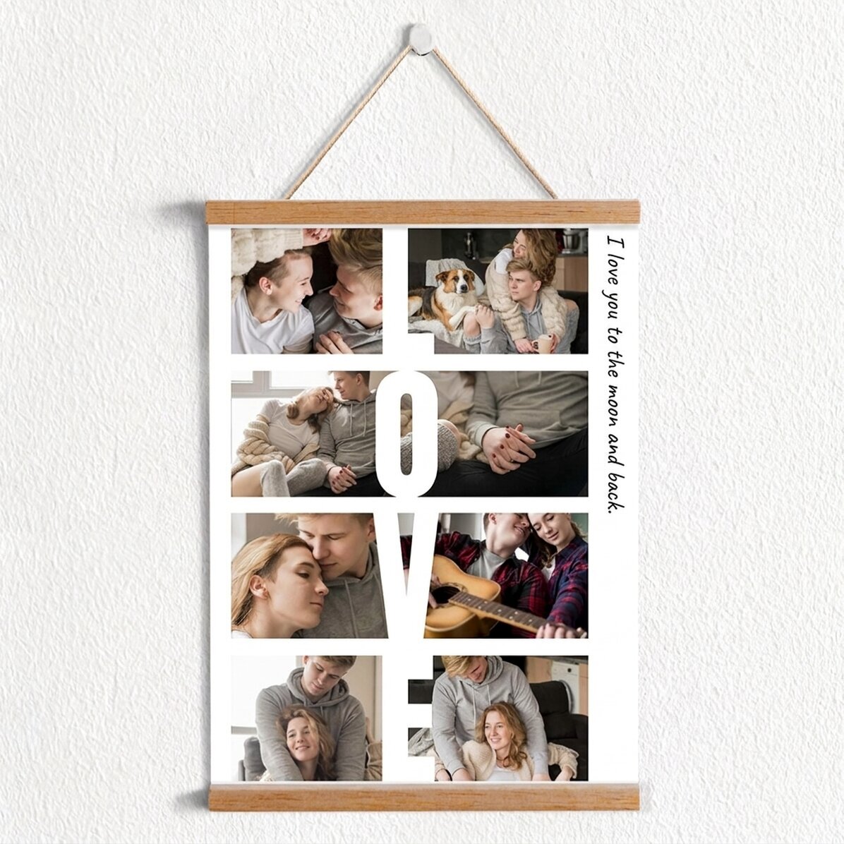 Poster personalizzato con gancio, testo e 8 foto - LOVE