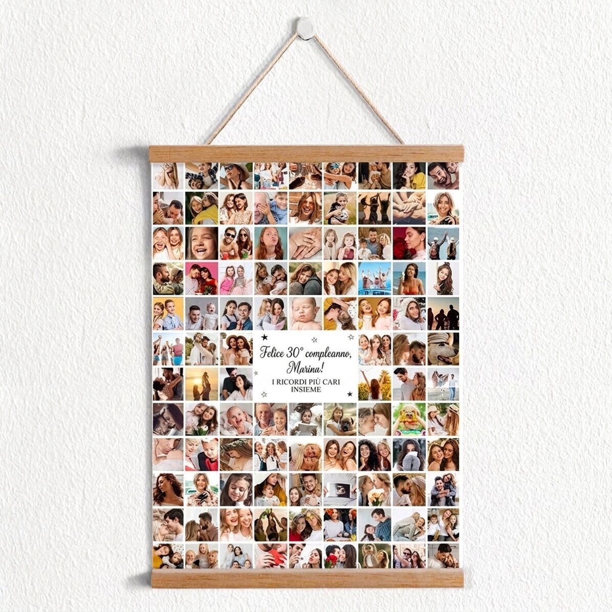 Poster personalizzato con 102 foto e un messaggio
