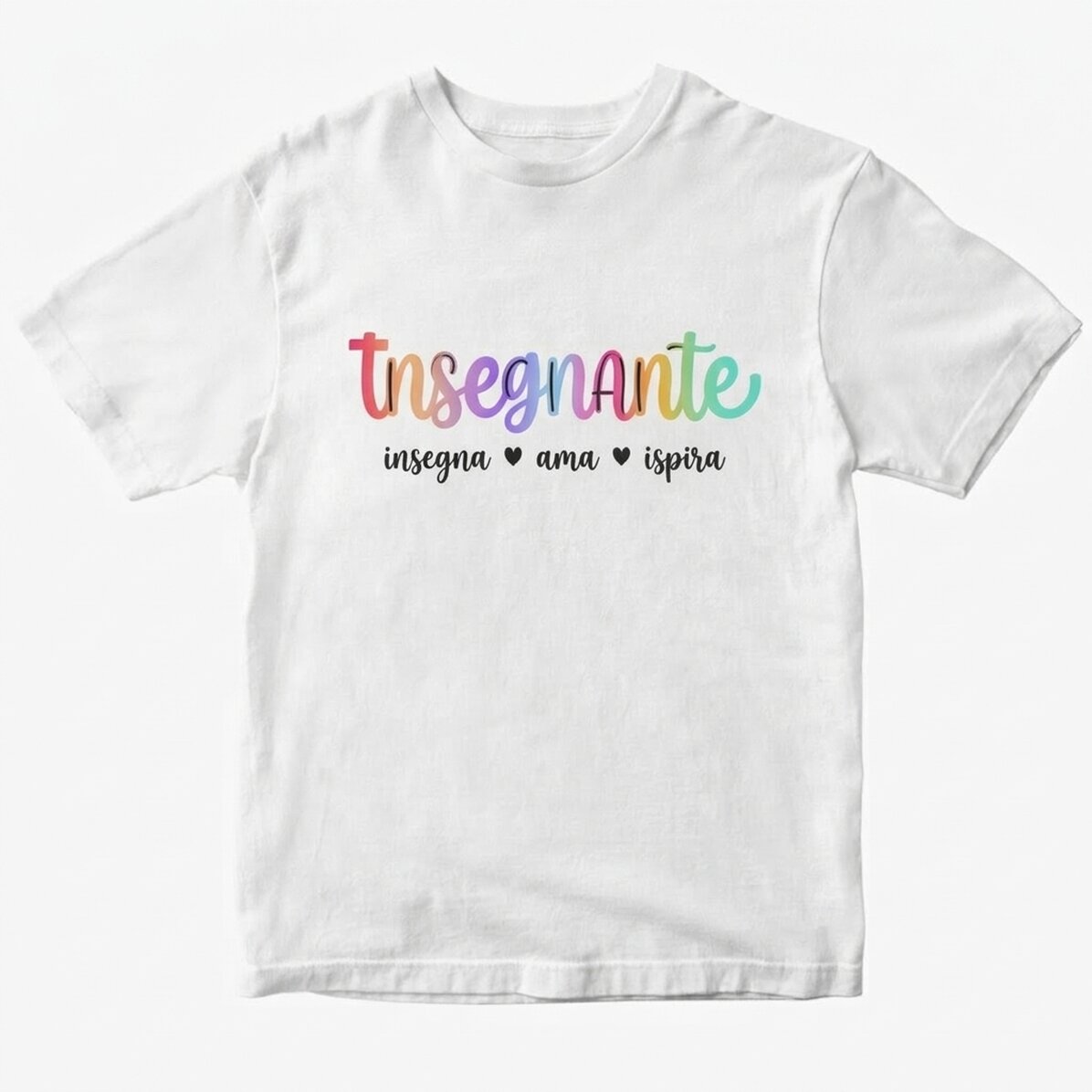 Maglietta in cotone personalizzata con la scritta "Teach, love, inspire"
