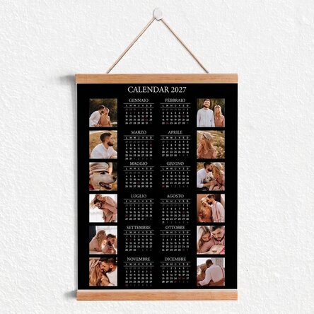 Calendario da parete personalizzato con ganci, 12 foto e testo