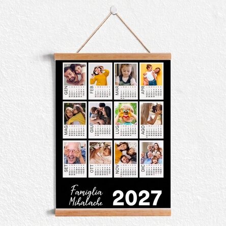 Calendario da parete personalizzato con ganci, 12 foto Polaroid e sfondo colorato
