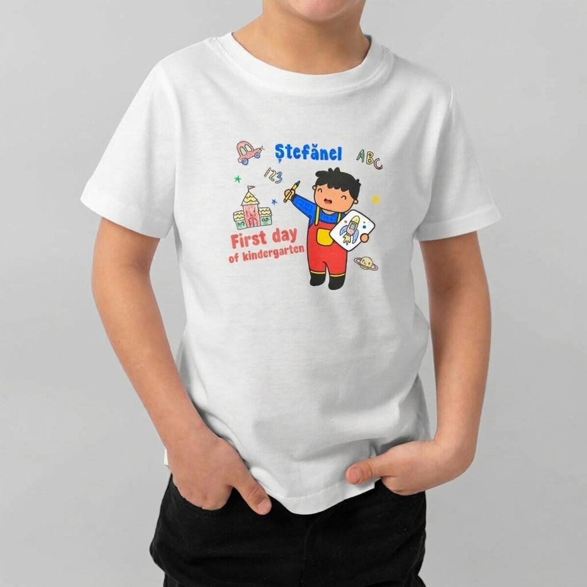 Maglietta in cotone per bambini personalizzata con scritta - Little boy